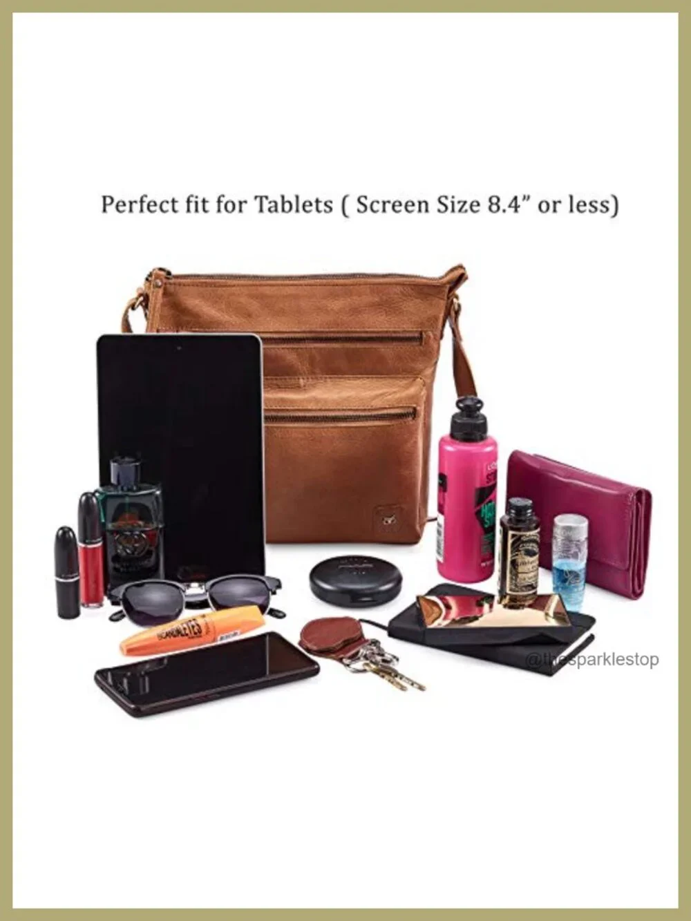 Genuine Full-Grain Cow Leather Crossbody Sling Bag for Women Travel Handbag